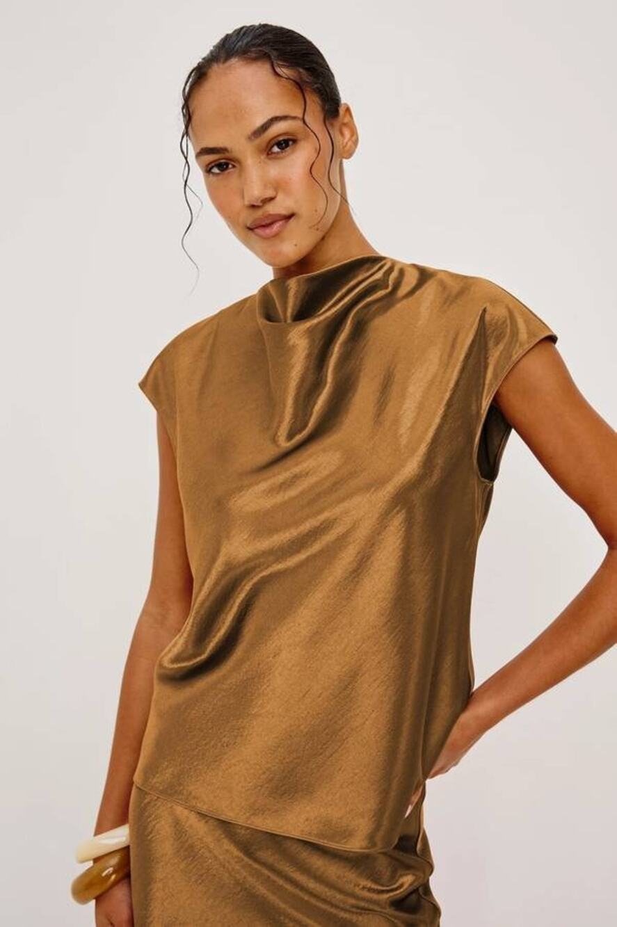 Rails Loretta Top in Ginger Brown Copper L NWT Old Money Minimalist Quiet Luxury